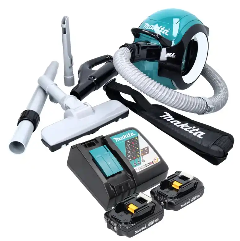 Makita DCL 501 RA Akku Staubsauger 18 V Brushless + 2x Akku 2,0 Ah + Ladegerät + Zubehör Preisreduziert