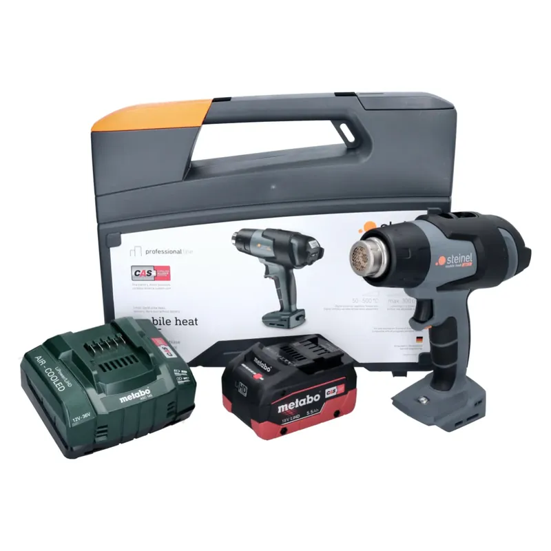 Geprüft Steinel mobile heat MH 5 Akku Heißluftgebläse 18 V 50 - 500 °C CAS ( 068233 ) + 1x Akku 5,5 Ah + Ladegerät + Koffer