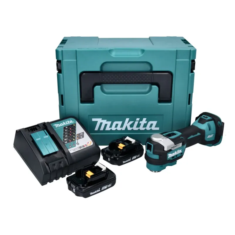 Makita DTM 52 RAJ Akku Multifunktionswerkzeug 18 V Starlock Max Brushless + 2x Akku 2,0 Ah + Ladegerät + Makpac Neu
