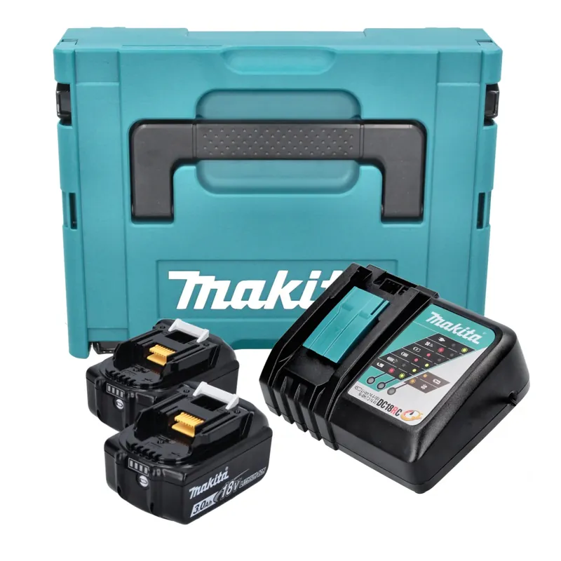 Makita Power Source Kit 18 V ( 197952-5 ) mit 2x BL 1830 B Akku 3,0 Ah + DC 18 RC Ladegerät + Makpac Zertifiziert