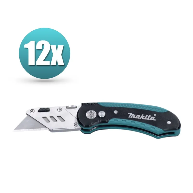 Makita Display Sicherheits Klappmesser 12 Stk. ( E-11520-12 ) Cutter Messer mit rutschfestem Handgriff Sonderangebot