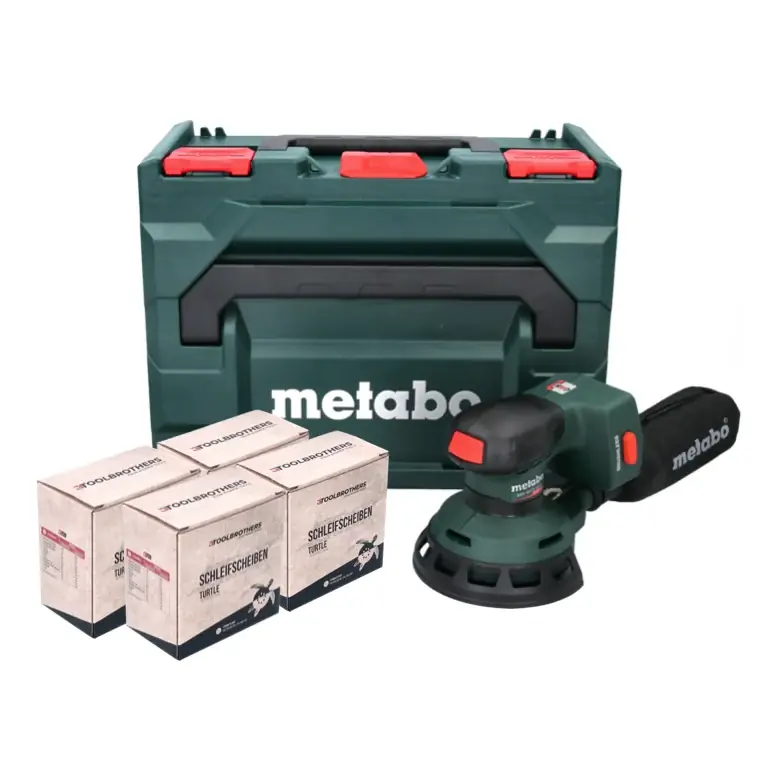 Metabo SXA 18 LTX 125 BL Akku Exzenterschleifer 18 V 125 mm ( 600146840 ) Brushless + 4x Toolbrothers TURTLE Schleifset + metaBOX - ohne Akku, ohne Ladegerät Preisknaller