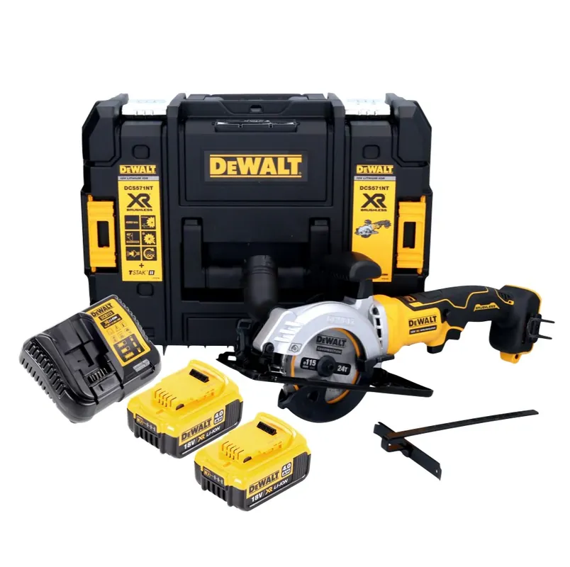 Kracherpreis DeWalt DCS 571 M2 Akku Handkreissäge 18 V 115 mm Brushless + 2x Akku 4,0 Ah + Ladegerät + TSTAK