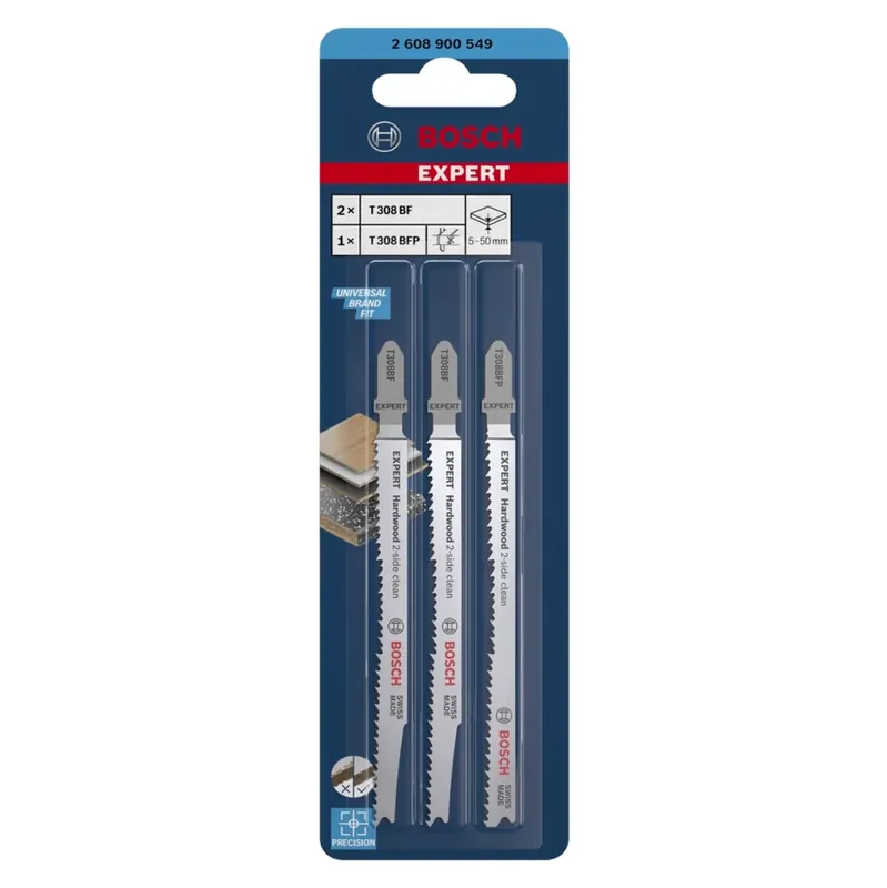 Preisreduziert Bosch EXPERT Hardwood 2 side clean T 308 BF / BFP Stichsägeblatt Set 117 mm 3 tlg. ( 2608900549 ) Bi-Metall