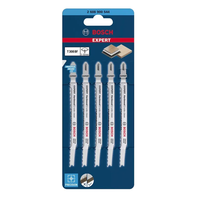 Neue Kollektion Bosch EXPERT Hardwood 2 side clean T 308 BF Stichsägeblatt 117 mm 5 Stk. ( 2608900544 ) Bi-Metall