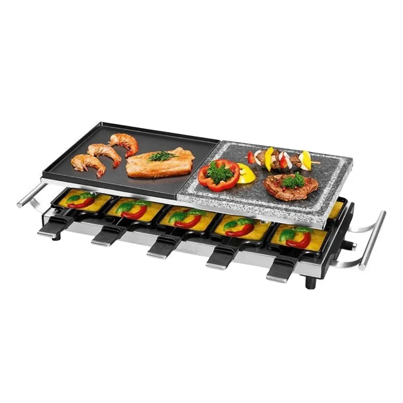 ProfiCook PC-RG 1144 Raclette Grill 2 in 1 Naturgrillstein Wendegussplatte 1700 W für bis zu 10 Personen ( 501144 ) Preiswert
