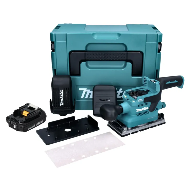 Makita DBO 380 A1J Akku Schwingschleifer 18 V 93 x 185 mm Brushless + 1x Akku 2,0 Ah + Makpac - ohne Ladegerät Heißes Angebot