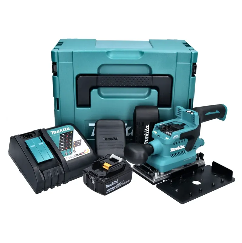 Makita DBO 380 RG1J Akku Schwingschleifer 18 V 93 x 185 mm Brushless + 1x Akku 6,0 Ah + Ladegerät + Makpac Sonderangebot