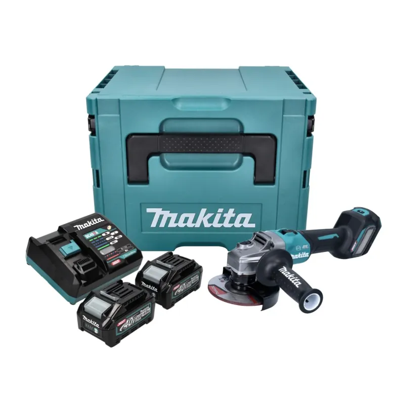 Sonderaktion Makita GA 023 GM201 Akku Winkelschleifer 40 V max. 125 mm Brushless XGT + 2x Akku 4,0 Ah + Ladegerät + Makpac