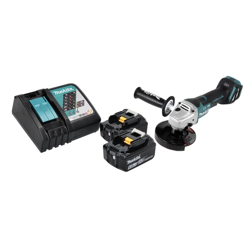 Schnäppchen Makita DGA 517 RG Akku Winkelschleifer 18 V 125 mm Brushless + 2x Akku 6,0 Ah + Ladegerät
