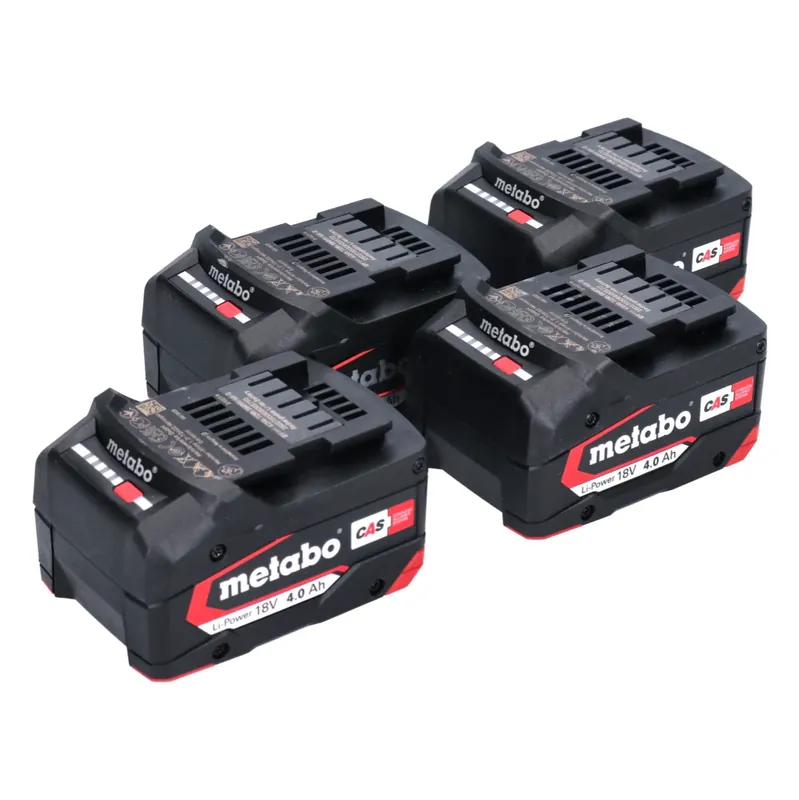Metabo Akku Set 4x Li-Power Akkupack 18 V 4,0 Ah CAS Li-Ion ( 4x 625027000 ) mit Ladestandsanzeige Saisonangebot