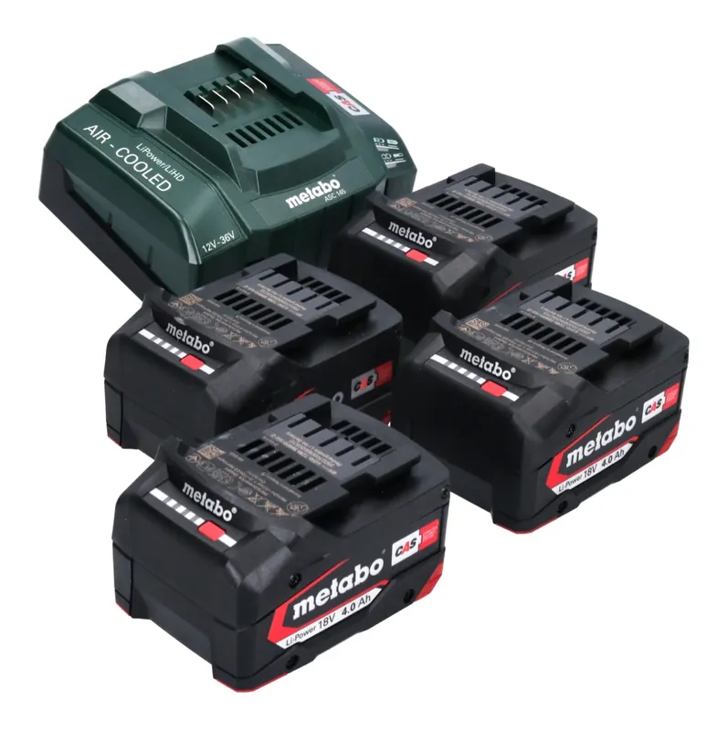 Jetzt Bestellen Metabo Basis Set 4x Li-Power Akkupack 18 V 4,0 Ah CAS Li-Ion Akku ( 4x 625027000 ) + ASC 145 Schnell Ladegerät ( 627378000 )