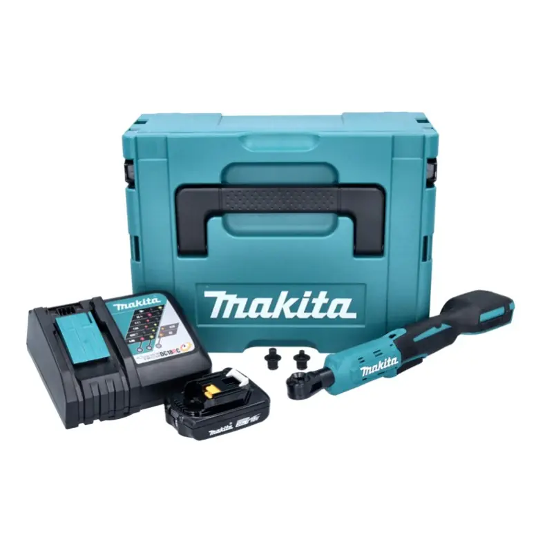 Bestpreis Makita DWR 180 RA1J Akku Ratschenschrauber 18 V 47,5 Nm 1/4" 3/8" + 1x Akku 2,0 Ah + Ladegerät + Makpac