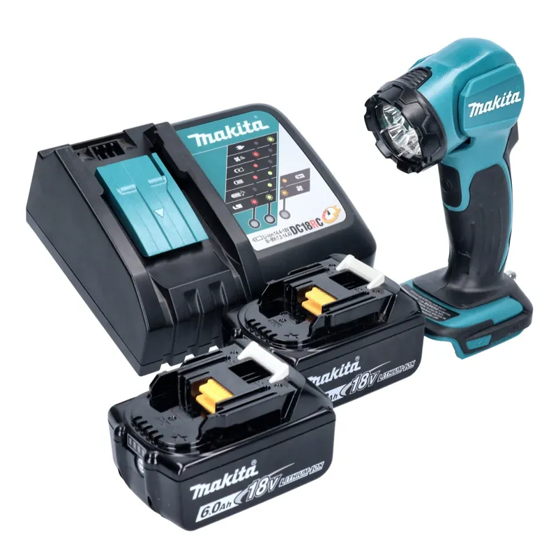Makita DEADML 815 RG LED Akku Handleuchte 14,4 - 18 V 160 lm + 2x Akku 6,0 Ah + Ladegerät Nur Heute