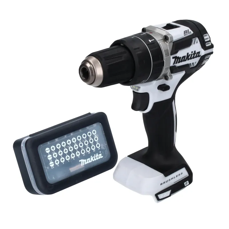 Expressversand Makita DHP 484 ZW Akku Schlagbohrschrauber 18 V 54 Nm Brushless Weiß + Bit Set 31 tlg. ( D-30667 )