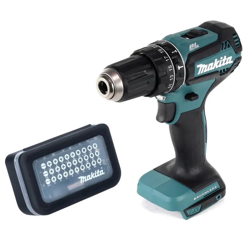 Garantierte Lieferung Makita DHP 485 Z Akku Schlagbohrschrauber 18 V 50 Nm Brushless + Bit Set 31 tlg. ( D-30667 )