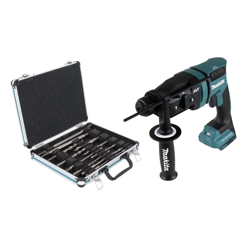 Makita DHR 182 Z Akku Bohrhammer 18 V 1,7 J SDS plus Brushless + 13 tlg. Bohrer und Meißel Set - ohne Akku, ohne Ladegerät Direktkauf