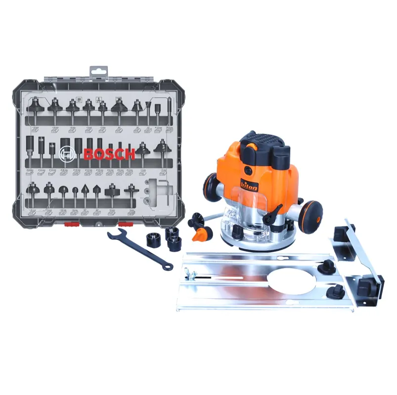 Triton JOF001 Oberfräse 1010 Watt 59 mm Hub + Anschlag + 30 tlg. Fräser Set Bestpreis
