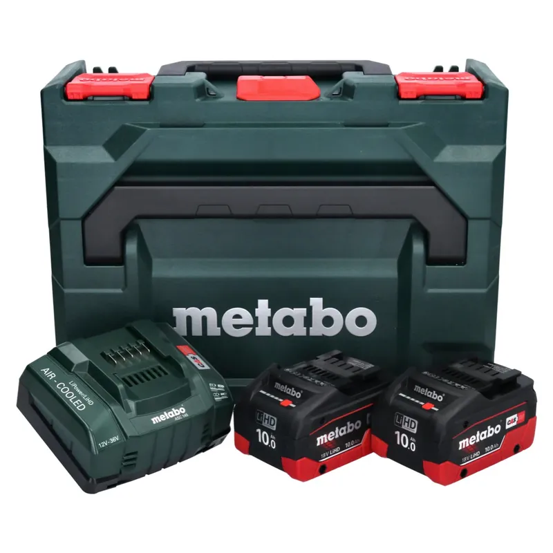 Online Kaufen Metabo Basis Set 2x Li-Power Akkupack 18 V 10,0 Ah CAS Li-Ion Akku ( 685142590 ) + Ladegerät ASC 145 + metaBOX