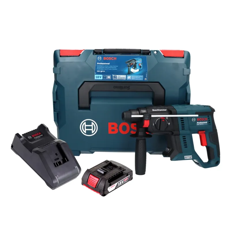 Jetzt Kaufen Bosch GBH 18V-21 Professional Akku Bohrhammer 18 V 2,0 J Brushless + 1x Akku 2,0 Ah + Ladegerät + L-BOXX