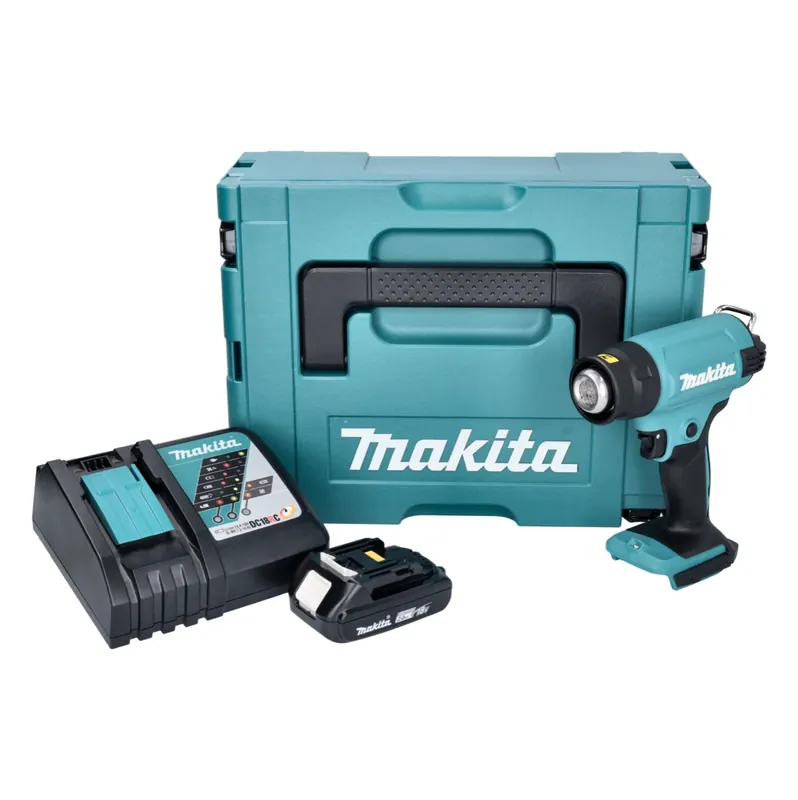 Top-Preis Makita DHG 180 RA1J Akku Heißluftgebläse 18 V 550 °C + 1x Akku 2,0 Ah + Ladegerät + Makpac