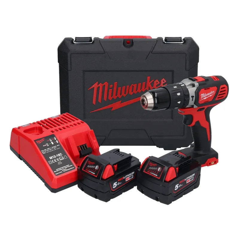 Milwaukee M18 BPD-502C Akku Schlagbohrschrauber 18 V 60 Nm + 2x Akku 5,0 Ah + Ladegerät + Koffer Echt