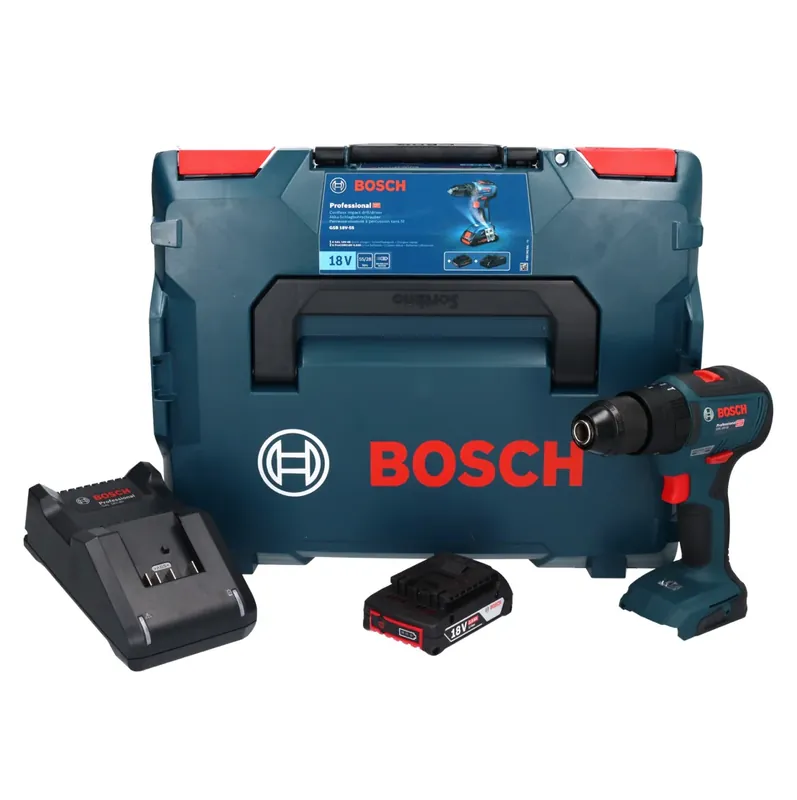 Bosch GSB 18V-55 Professional Akku Schlagbohrschrauber 18 V 55 Nm Brushless + 1x Akku 2,0 Ah + Ladegerät + L-Boxx Echt