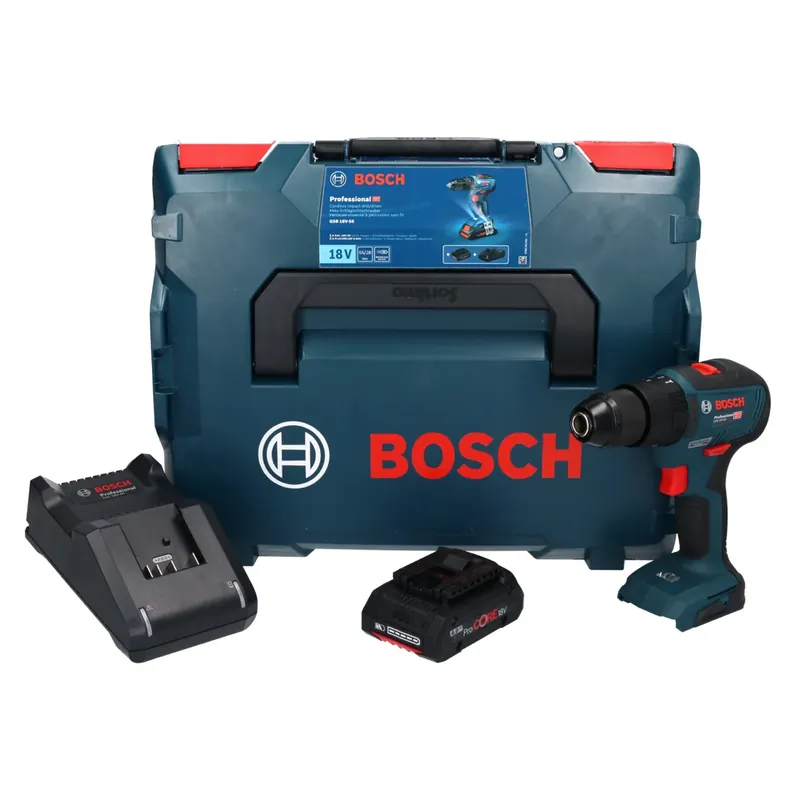 Bosch GSB 18V-55 Professional Akku Schlagbohrschrauber 18 V 55 Nm Brushless + 1x ProCORE Akku 4,0 Ah + Ladegerät + L-Boxx Zertifiziert