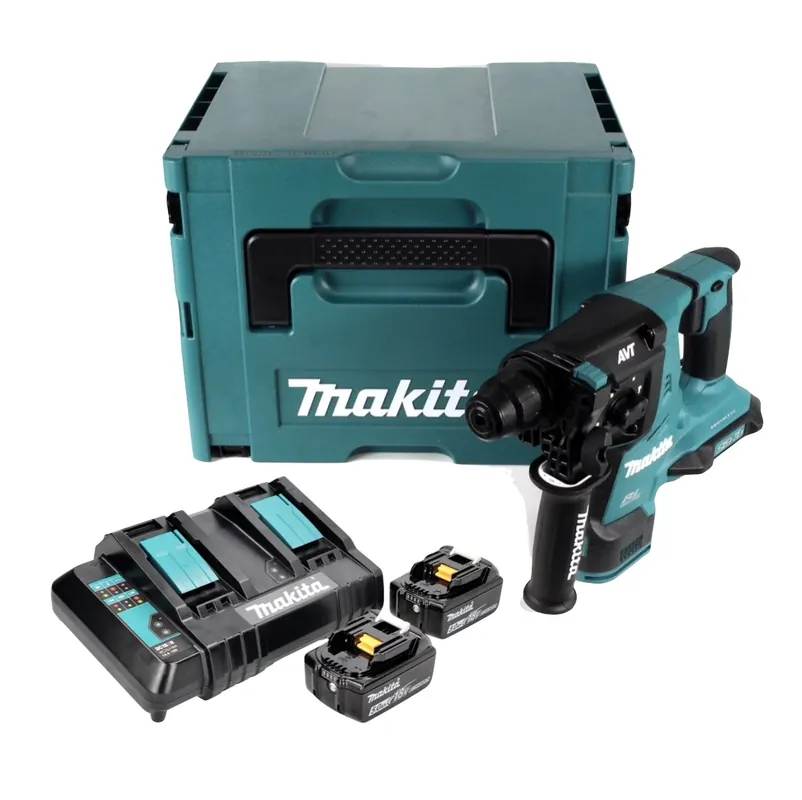 Makita DHR 280 CTJ Akku Bohrhammer 36 V ( 2x 18 V ) 2,8 J SDS-plus Brushless+ 2x Akku 5,0 Ah + Doppelladegerät + Makpac Abverkauf