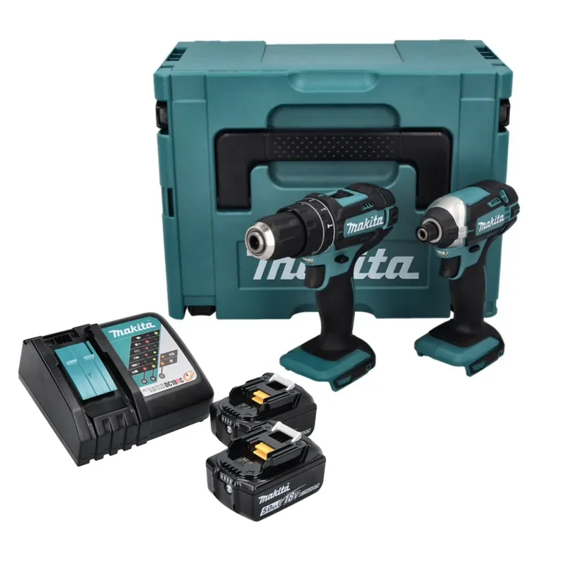 Sichere Zahlung Makita DLX 2131 TJ Akku Kombo Kit 18 V mit DHP 482 62 Nm + DTD 152 165 Nm + 2x Akku 5,0 Ah + Ladegerät + Makpac