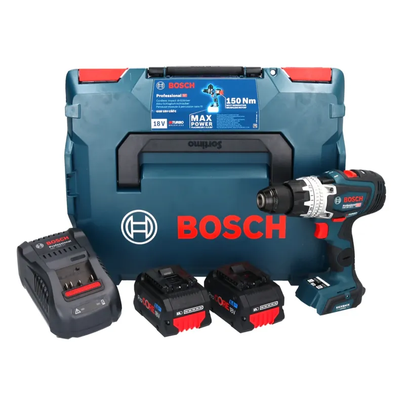 Bosch GSB 18V-150 C Professional Akku Schlagbohrschrauber 18 V 150 Nm Biturbo Brushless ( 06019J5105 ) + 2x ProCORE Akku 8,0 Ah + Ladegerät + L-Boxx Preisreduziert