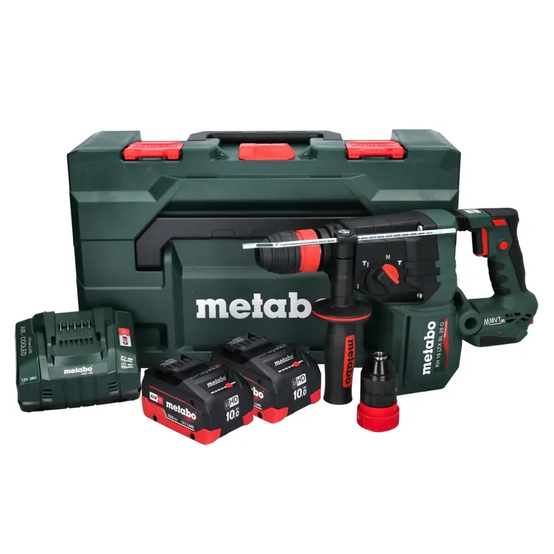 Metabo KH 18 LTX BL 28 Q Akku Bohrhammer 18 V 3 J SDS plus Brushless + 2x Akku 10,0 Ah + Ladegerät + metaBOX Highlight