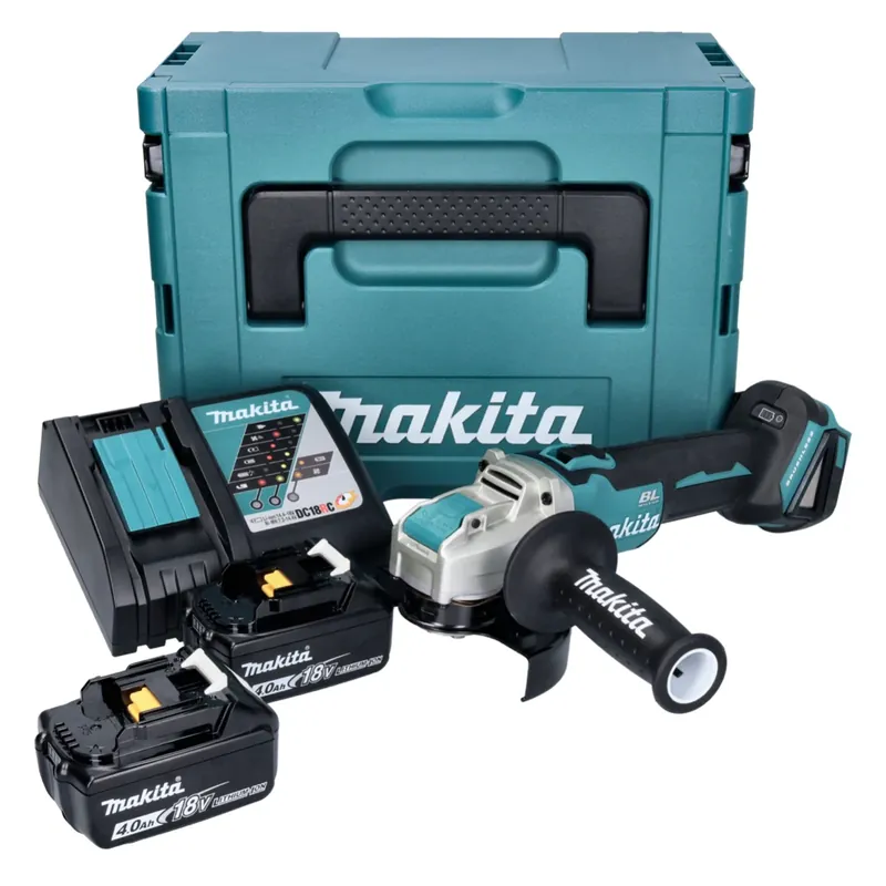 Makita DGA 521 RMX1J Akku Winkelschleifer 18 V 125 mm X-LOCK Brushless + 2x Akku 4,0 Ah + Ladegerät + Makpac Schneller Versand