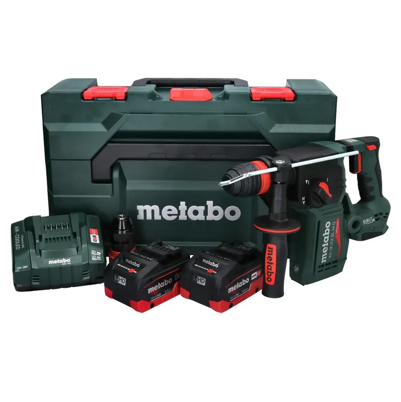 Metabo KH 18 LTX BL 24 Q Akku Kombihammer 18 V 2,2 J + 2x Akku 5,5 Ah + Ladegerät + metaBOX ( 601714660 ) Zertifiziert
