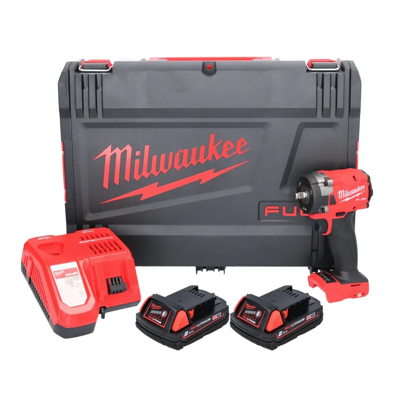 Echt Milwaukee M18 FIW2F38-202X Akku Schlagschrauber 18 V 339 Nm 3/8 " Brushless + 2x Akku 2,0 Ah + Ladegerät + HD Box