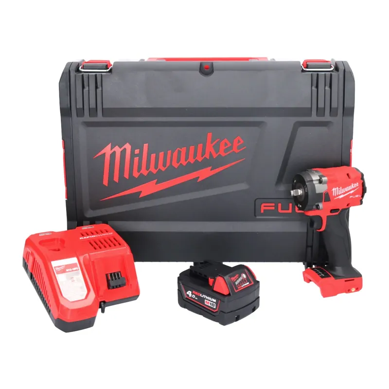 Milwaukee M18 FIW2F38-401X Akku Schlagschrauber 18 V 339 Nm 3/8 " Brushless + 1x Akku 4,0 Ah + Ladegerät + HD Box Zertifiziert