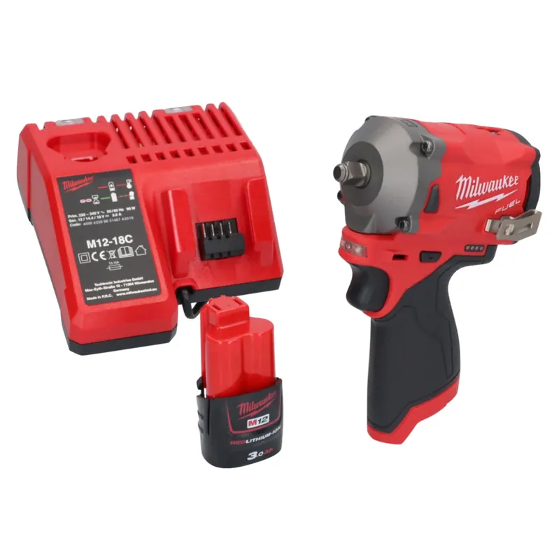 Schneller Versand Milwaukee M12 FIW38-301C Akku Schlagschrauber 12 V 339 Nm 3/8" Brushless + 1x Akku 3,0 Ah + Ladegerät