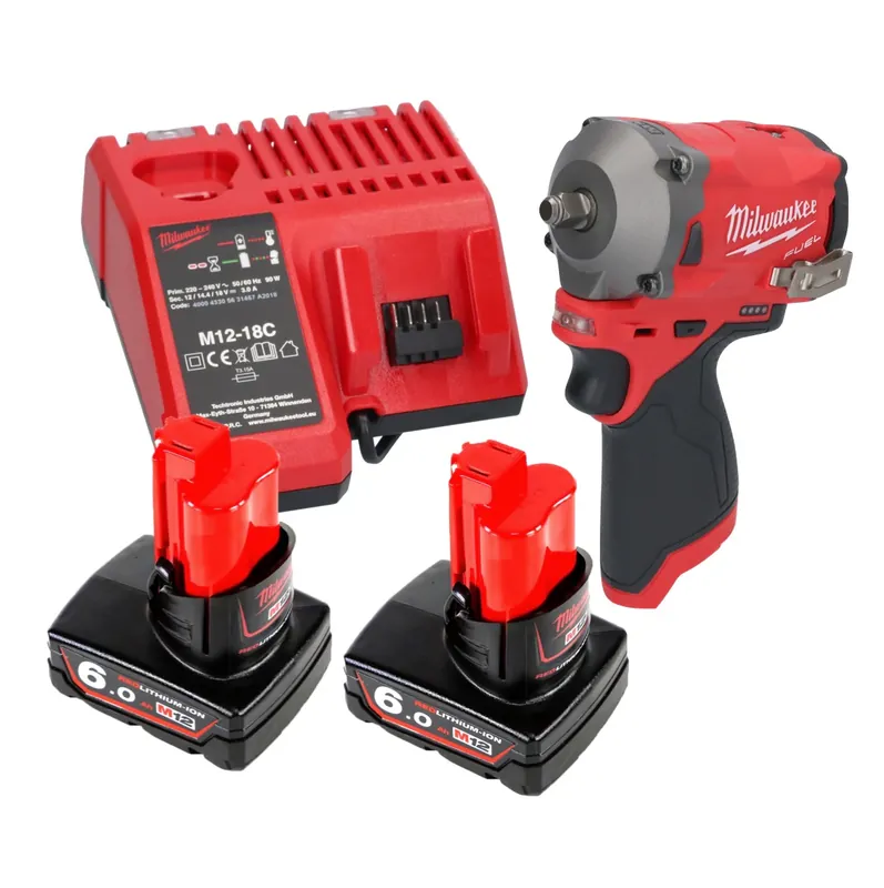 Milwaukee M12 FIW38-602C Akku Schlagschrauber 12 V 339 Nm 3/8" Brushless + 2x Akku 6,0 Ah + Ladegerät Bestseller