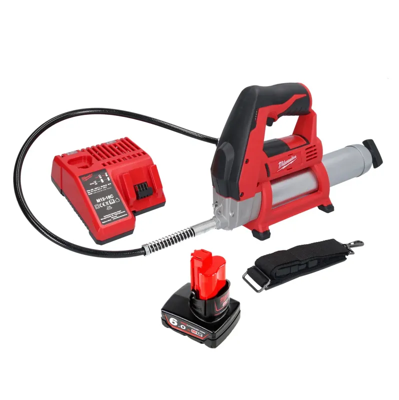 Milwaukee M12 GG-601C Akku Fettpresse 12 V 562 bar + 1x Akku 6,0 Ah + Ladegerät Markenprodukt