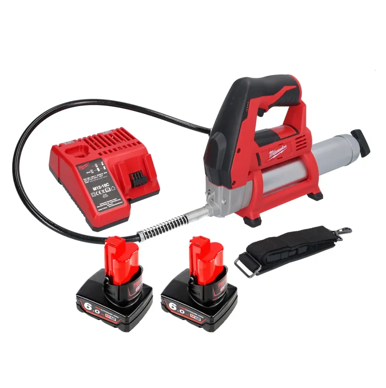 Milwaukee M12 GG-602C Akku Fettpresse 12 V 562 bar + 2x Akku 6,0 Ah + Ladegerät Geprüft