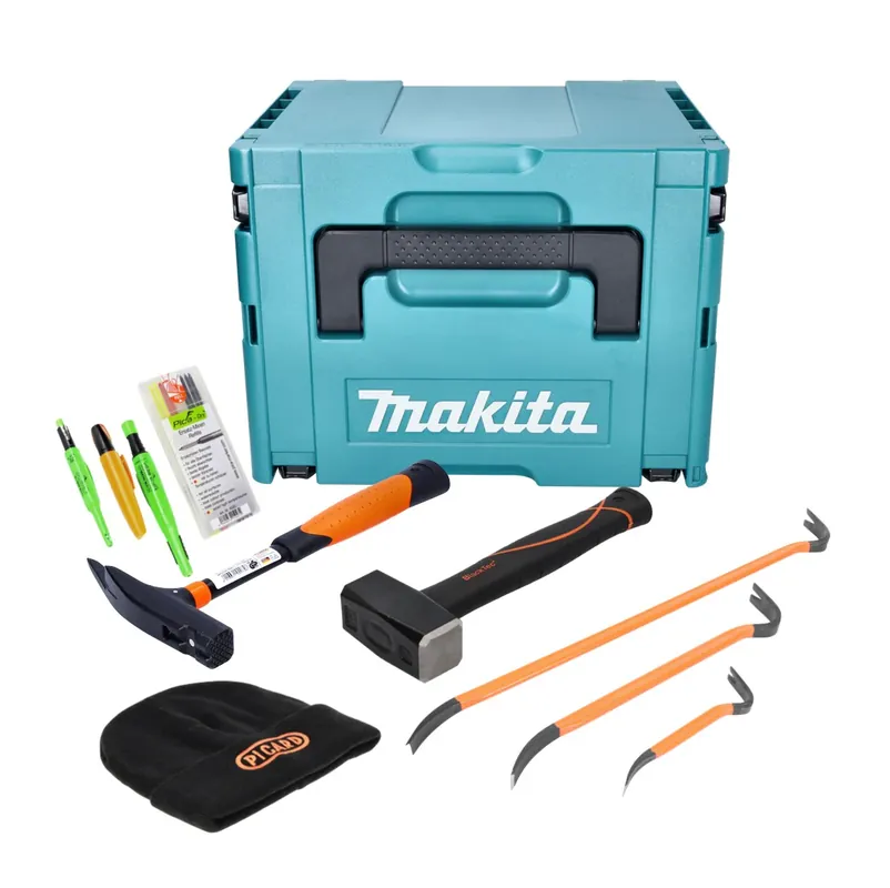 Angebot Zimmermann Starter Set Picard Latthammer + Fäustel + 3x Nageleisen + Mütze + Pica Marker Set + Makita Makpac