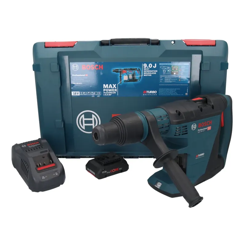 Bestseller Bosch GBH 18V-40 C Professional Akku Bohrhammer 18 V 9,0 J SDS max BITURBO Brushless + 1x ProCORE Akku 4,0 Ah + Ladegerät + XL-BOXX