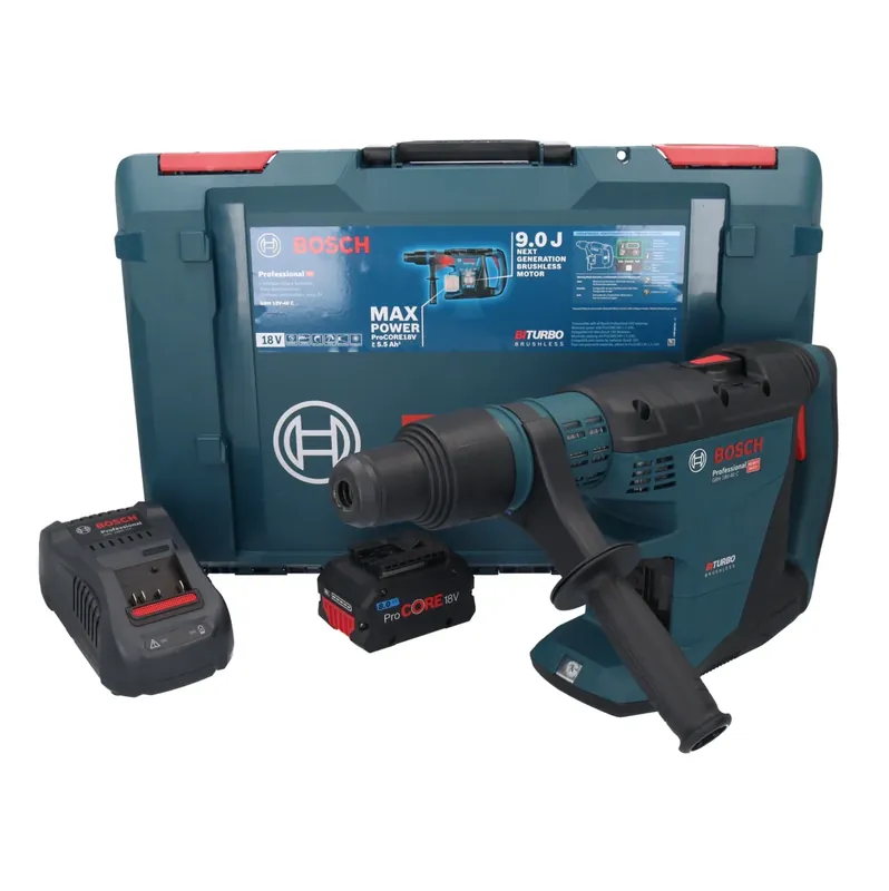 Schnäppchen Bosch GBH 18V-40 C Professional Akku Bohrhammer 18 V 9,0 J SDS max BITURBO Brushless + 1x ProCORE Akku 8,0 Ah + Ladegerät + XL-BOXX