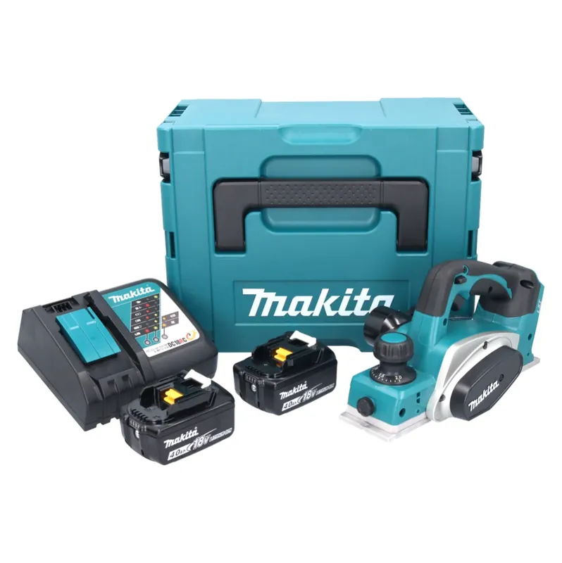 Makita DKP 180 RMJ Akku Hobel 18 V 82 mm + 2x Akku 4,0 Ah + Ladegerät + Makpac Preisreduziert