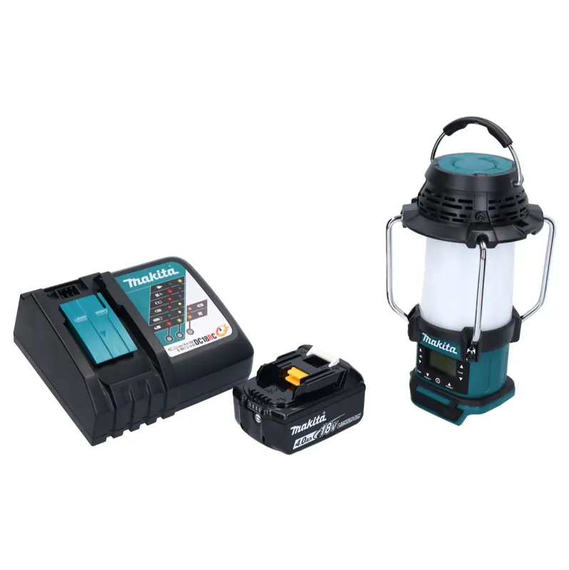 Echt Makita DMR 055 RM1 Akku Radio 18 V FM mit Laterne 360° Taschenlampe + 1x Akku 4,0 Ah + Ladegerät