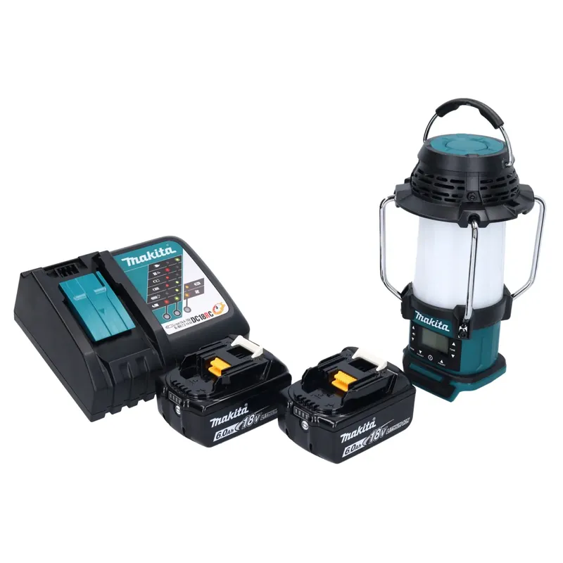 Makita DMR 055 RG Akku Radio 18 V FM mit Laterne 360° Taschenlampe + 2x Akku 6,0 Ah + Ladegerät Bestseller