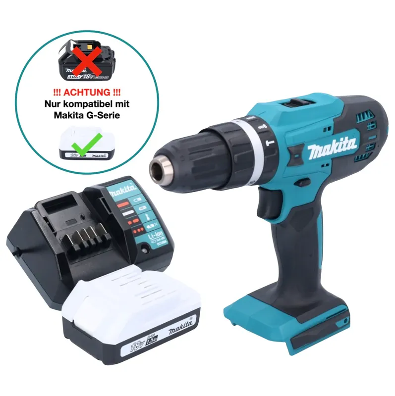 Makita HP 488 DWY1 Akku Schlagbohrschrauber 18 V 42 Nm G-Serie + 1x Akku 1,5 Ah + Ladegerät Sofort Bestellen