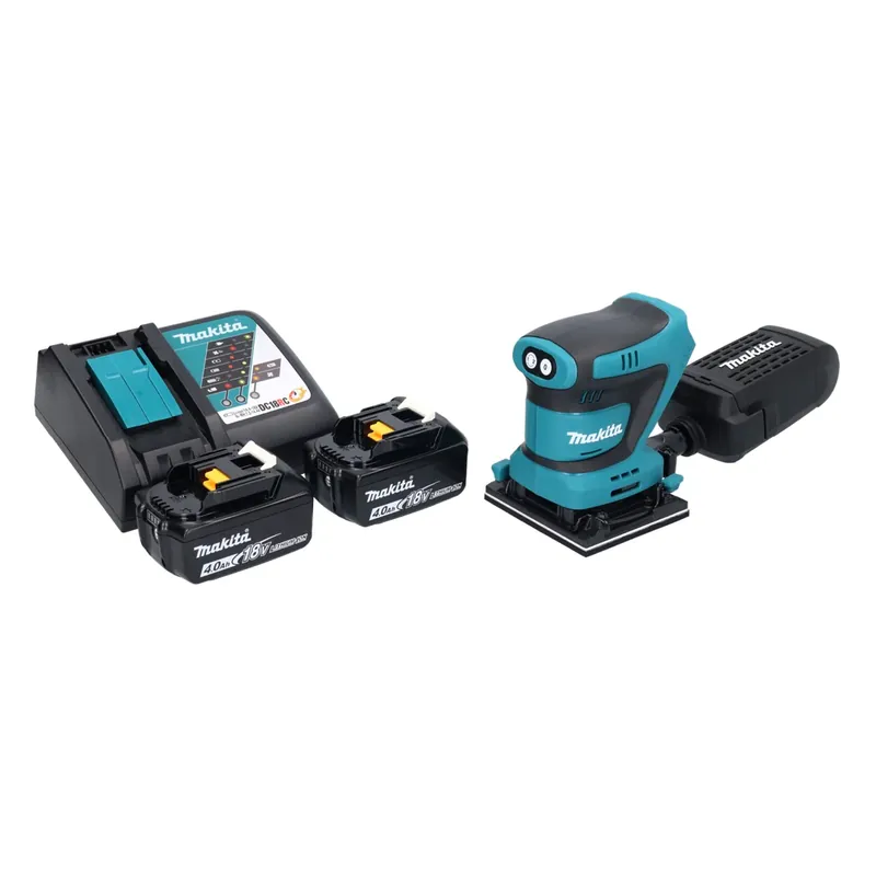 Makita DBO 481 RM Akku Schwingschleifer 18 V 112 x 102 mm + 2x Akku 4,0 Ah + Ladegerät Nur Für Kurze Zeit