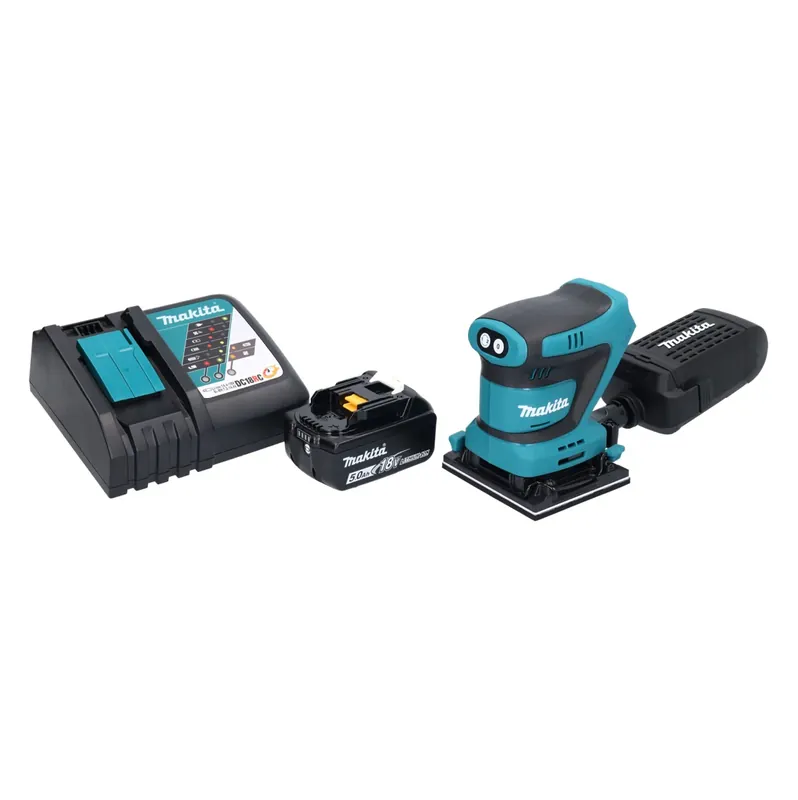 Makita DBO 481 RT1 Akku Schwingschleifer 18 V 112 x 102 mm + 1x Akku 5,0 Ah + Ladegerät Jetzt Bestellen
