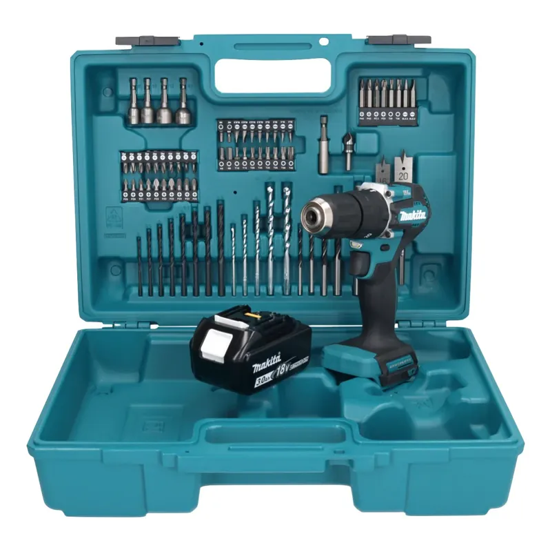 Makita DHP 487 F1X1 Akku Schlagbohrschrauber 18 V 40 Nm Brushless + 1x Akku 3,0 Ah + 74 tlg. Zubehörset + Koffer - ohne Ladegerät Direktkauf
